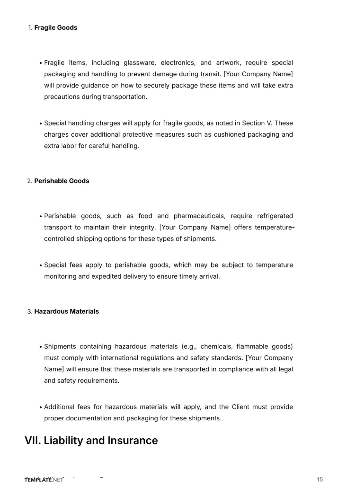 Free Shipping Company Contract Template to Edit Online