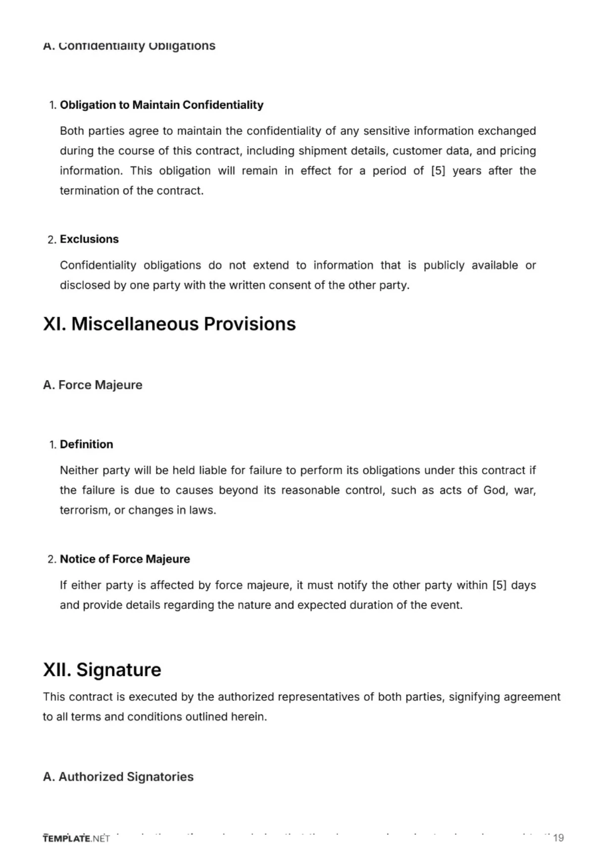 Free Shipping Company Contract Template to Edit Online