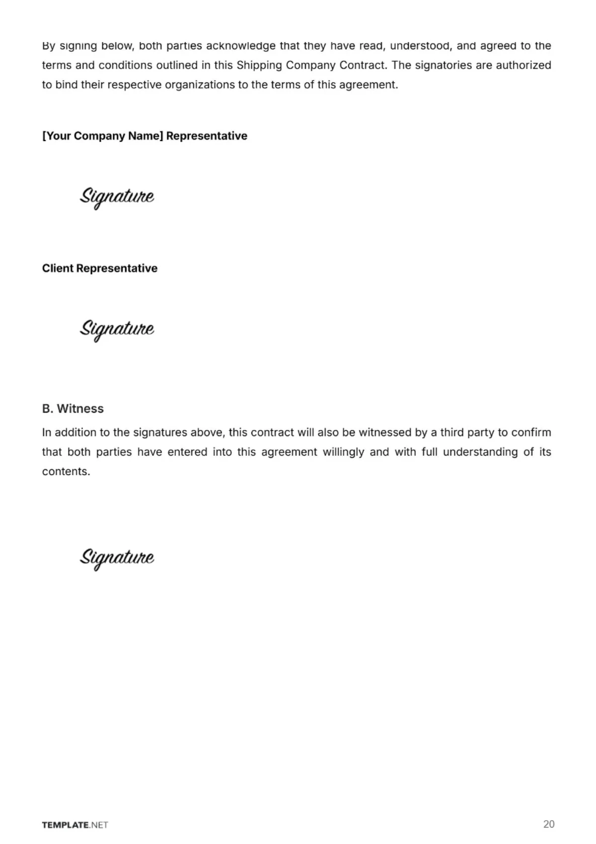 Free Shipping Company Contract Template to Edit Online
