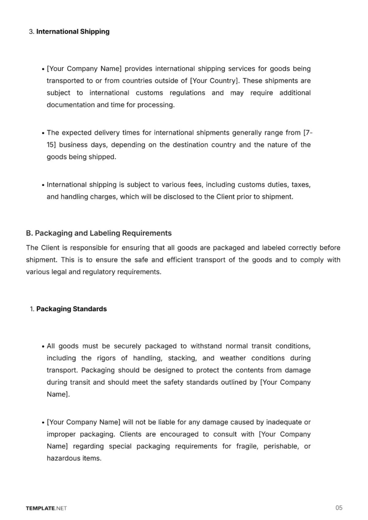 Free Shipping Company Contract Template to Edit Online