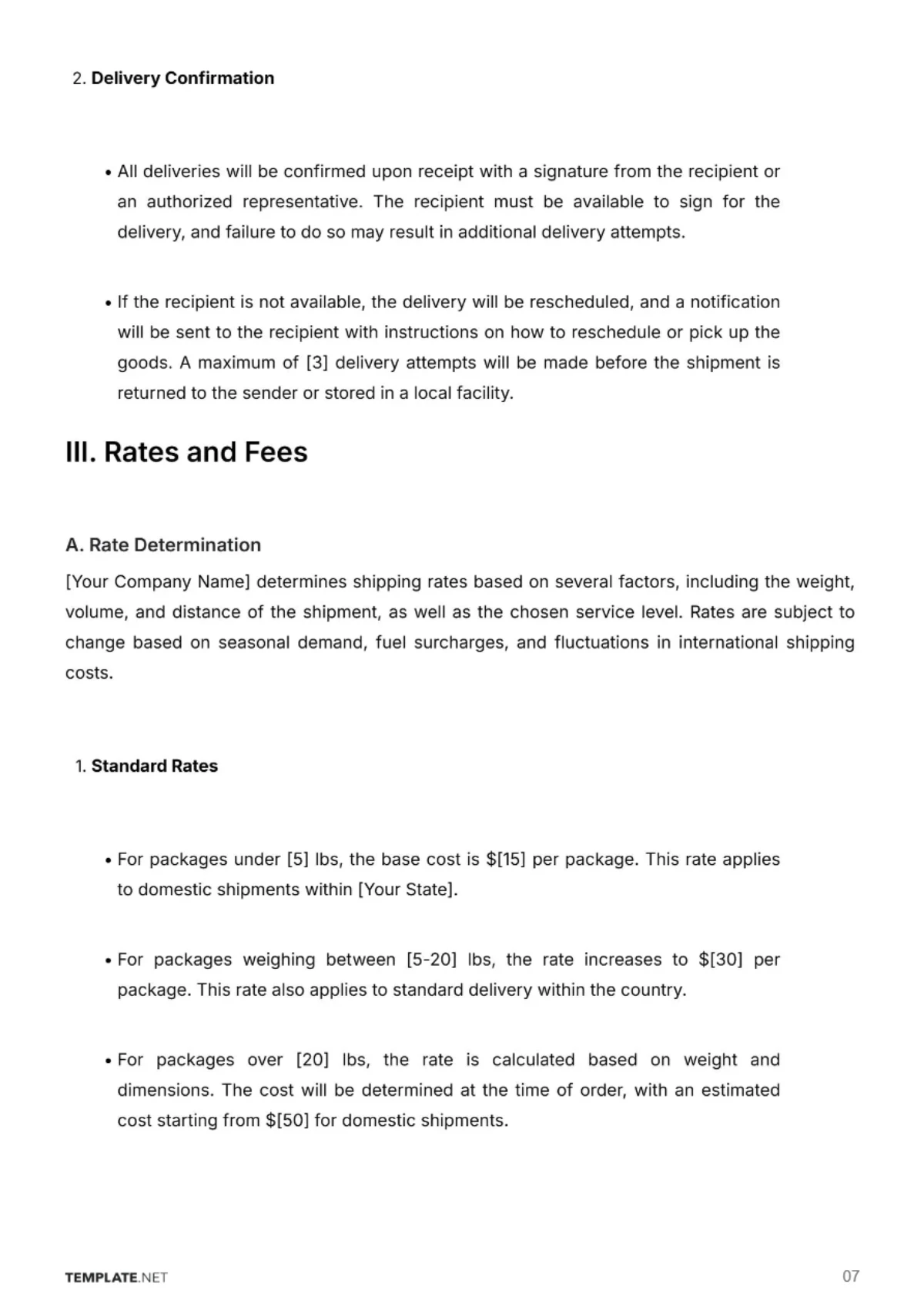 Free Shipping Company Contract Template to Edit Online