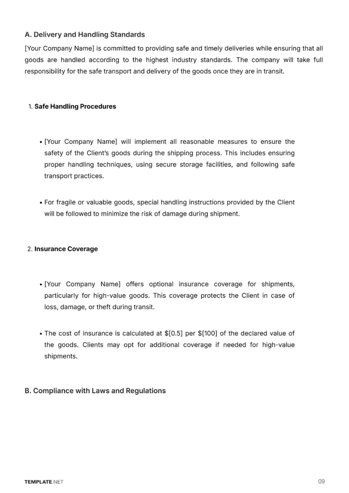 Free Shipping Company Contract Template to Edit Online