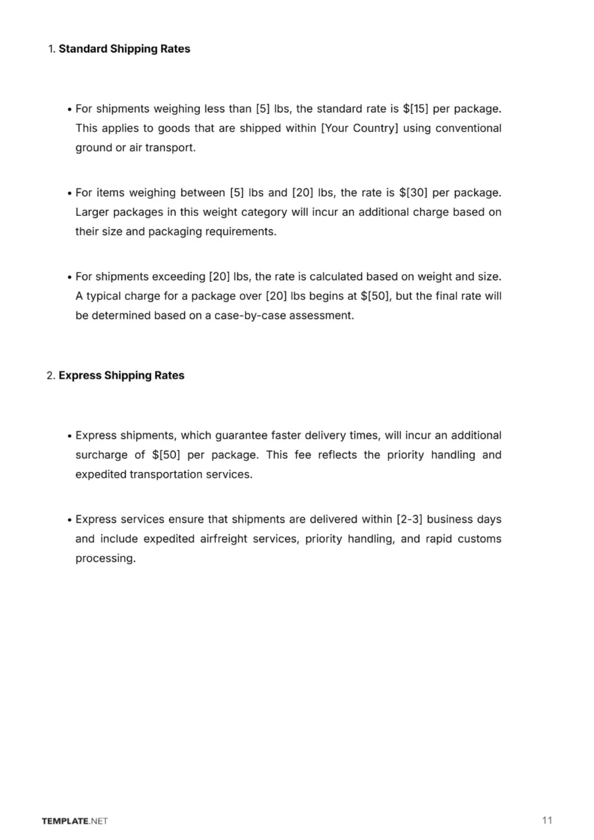 Free Shipping Company Contract Template to Edit Online