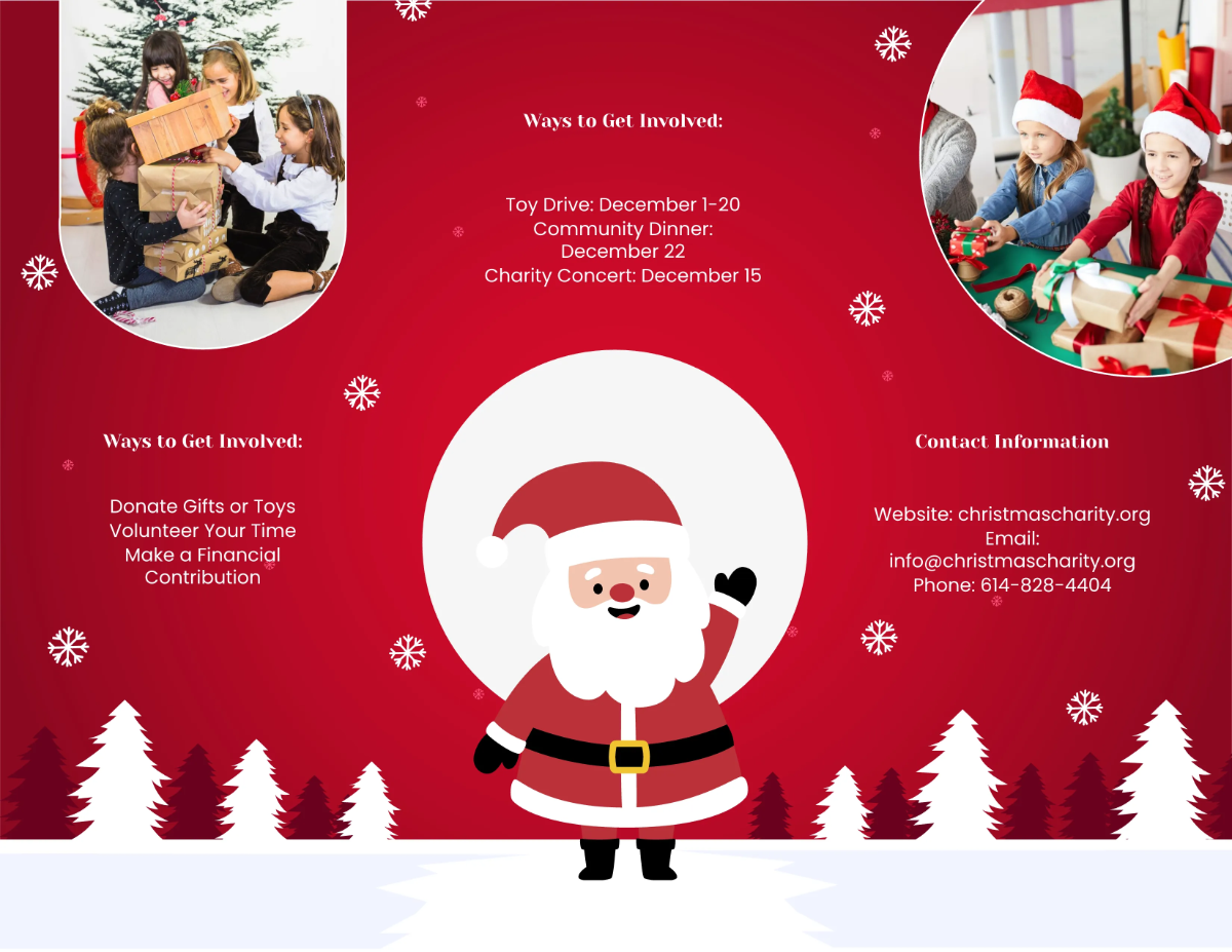 Free Professional Christmas Charity Brochure Template to Edit Online