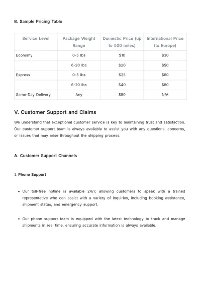Free Shipping Company Guide Template to Edit Online