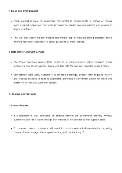 Free Shipping Company Guide Template to Edit Online
