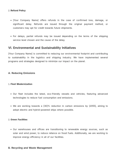 Free Shipping Company Guide Template to Edit Online