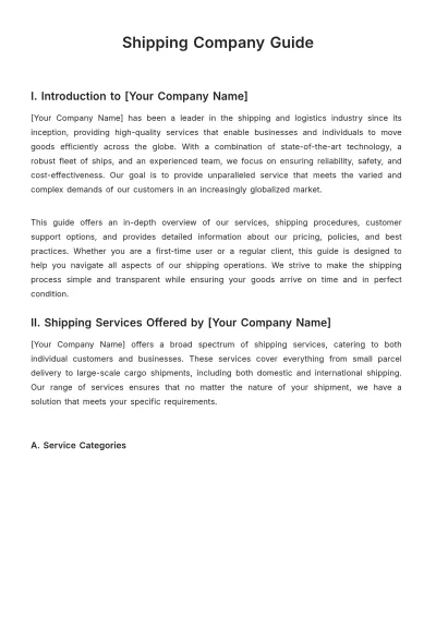 Free Shipping Company Guide Template to Edit Online