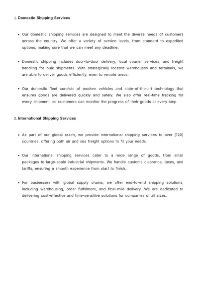 Free Shipping Company Guide Template to Edit Online