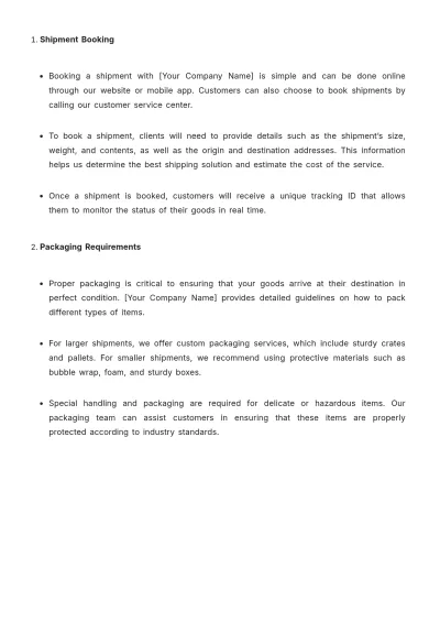 Free Shipping Company Guide Template to Edit Online