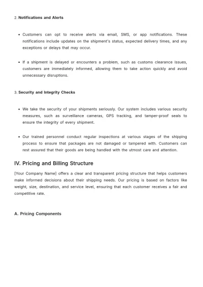 Free Shipping Company Guide Template to Edit Online
