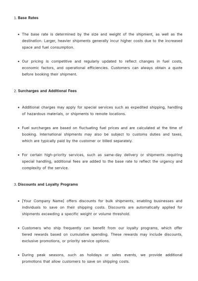 Free Shipping Company Guide Template to Edit Online