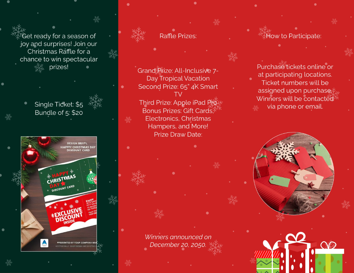 Free Christmas Raffle Brochure Template to Edit Online