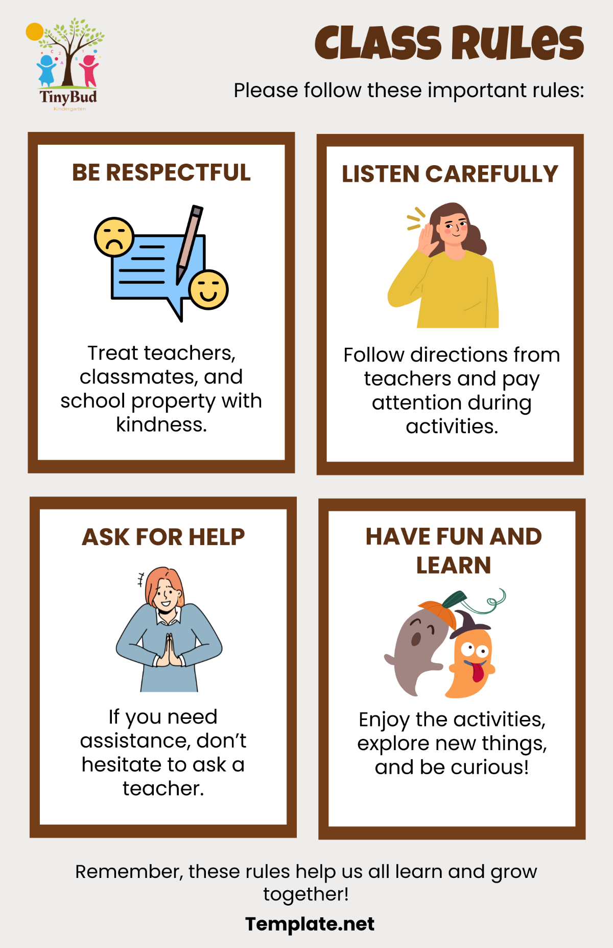 Kindergarten Classroom Rules Poster Template - Download | Template.net