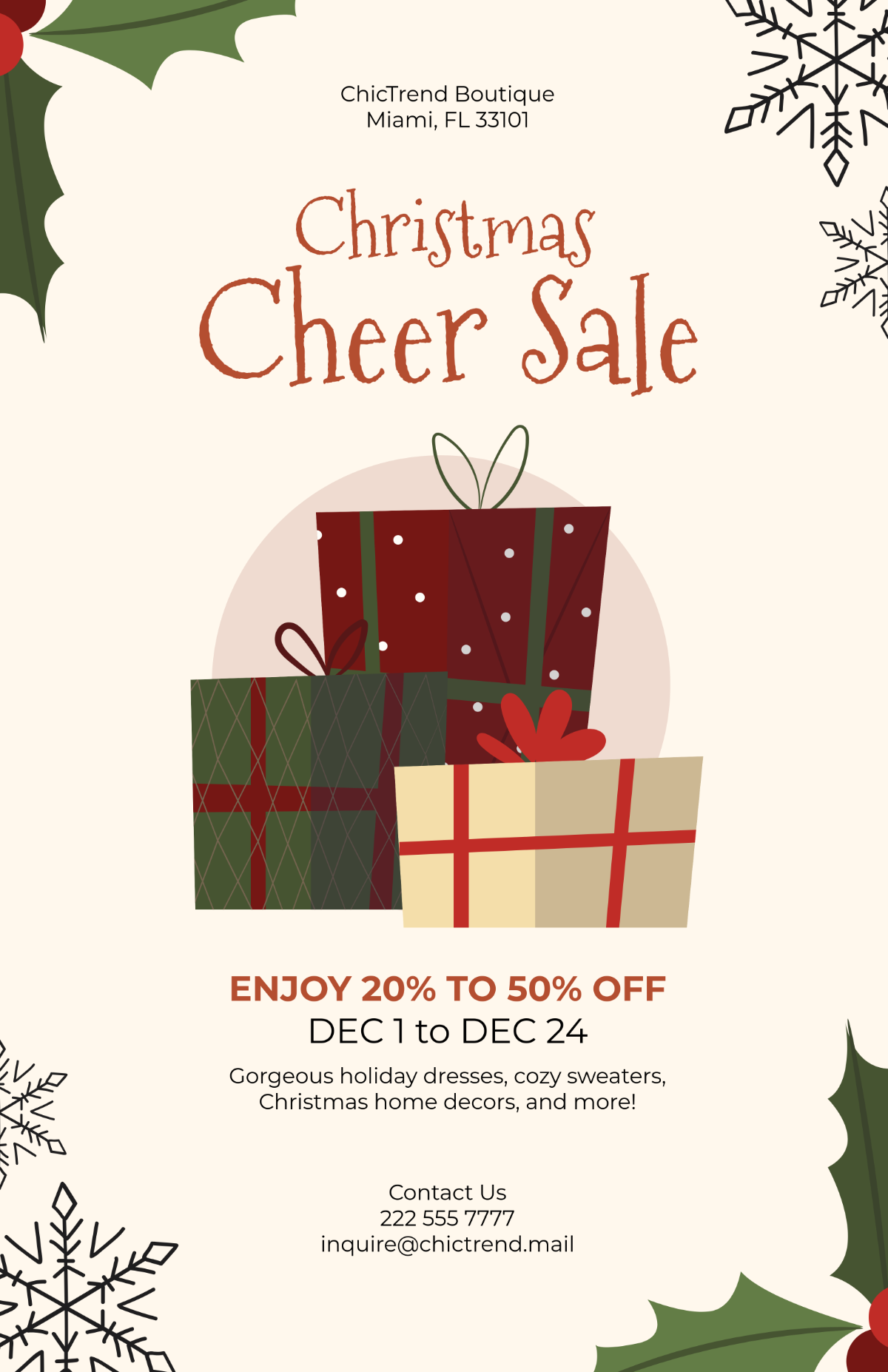 Aesthetic Christmas Sale Poster Template - Edit Online & Download