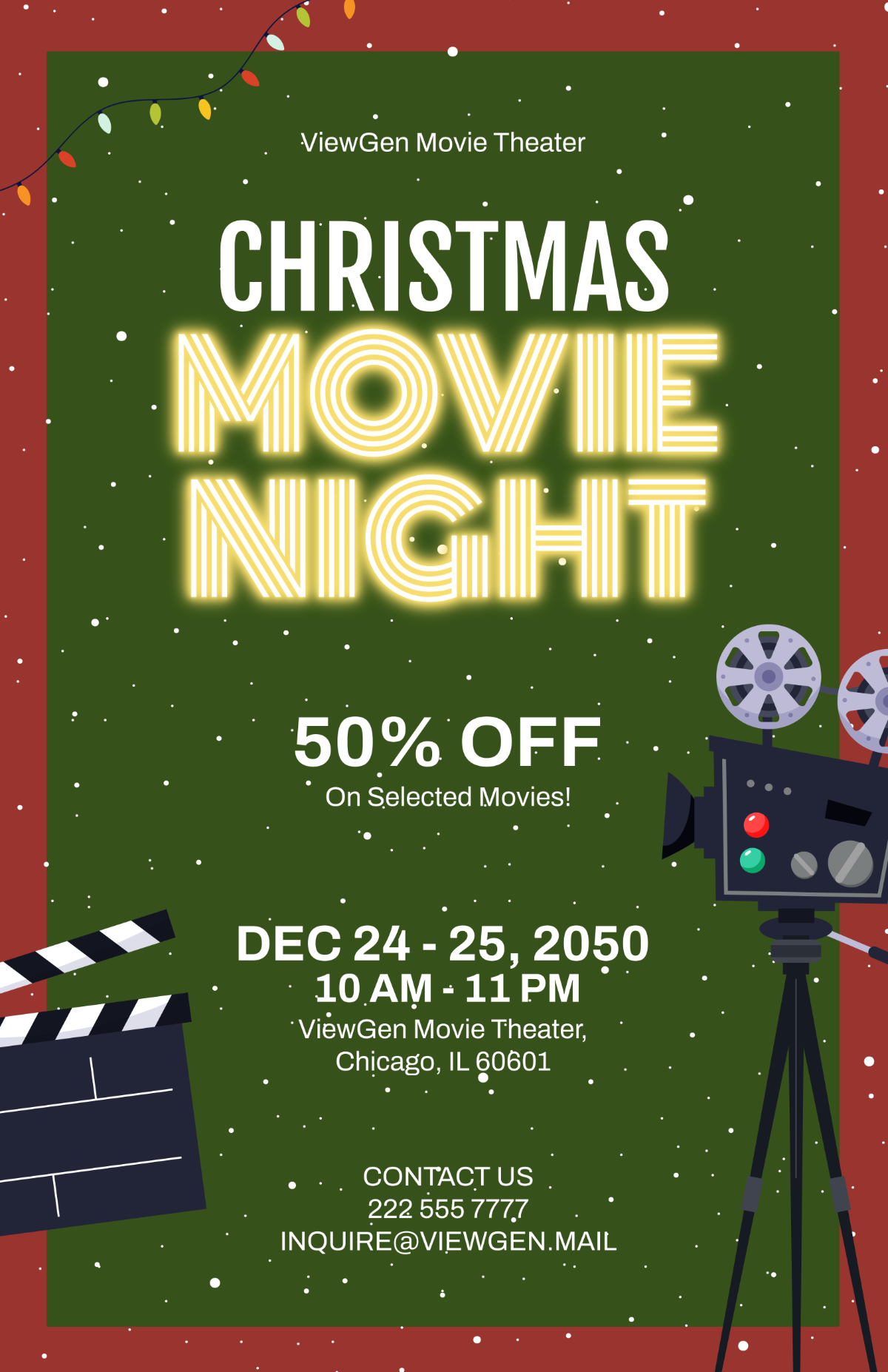 Christmas Movie Poster Template - Edit Online & Download