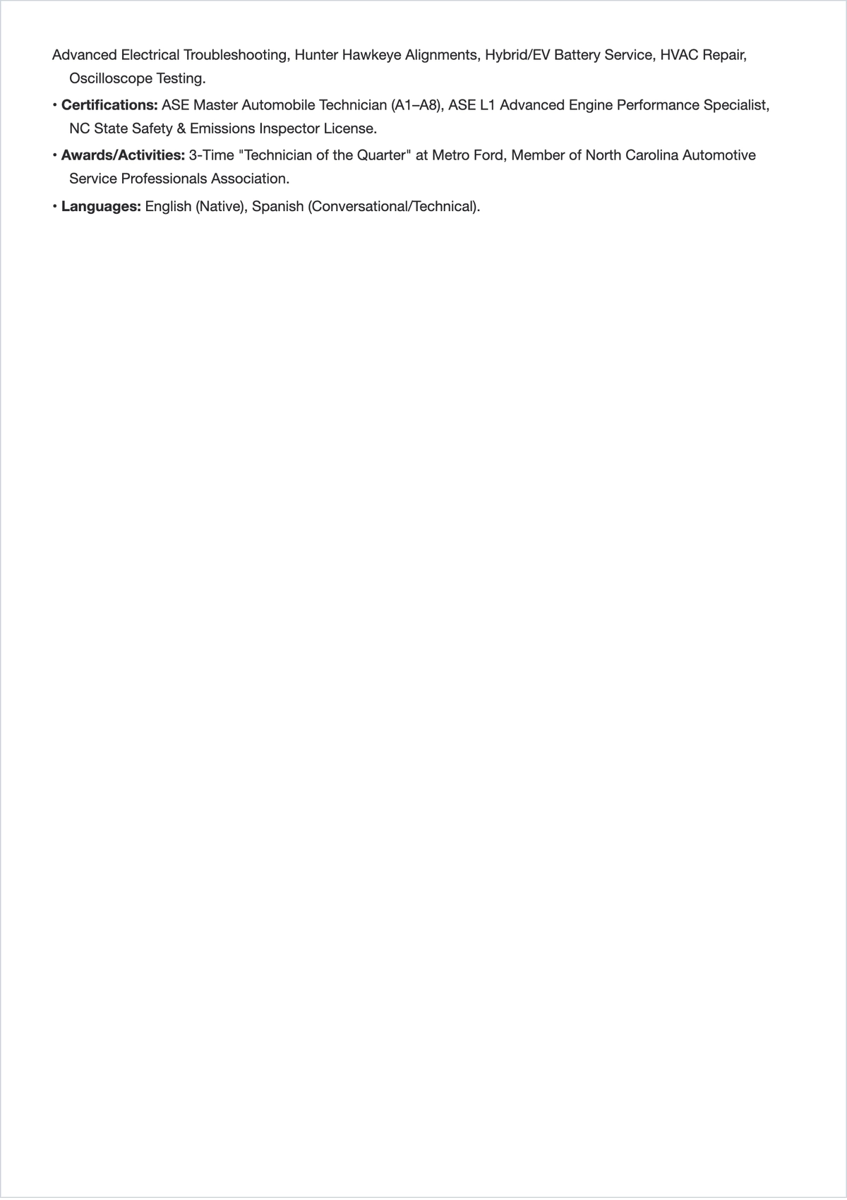 Free Automotive ATS Resume Template, AI Resume Builder