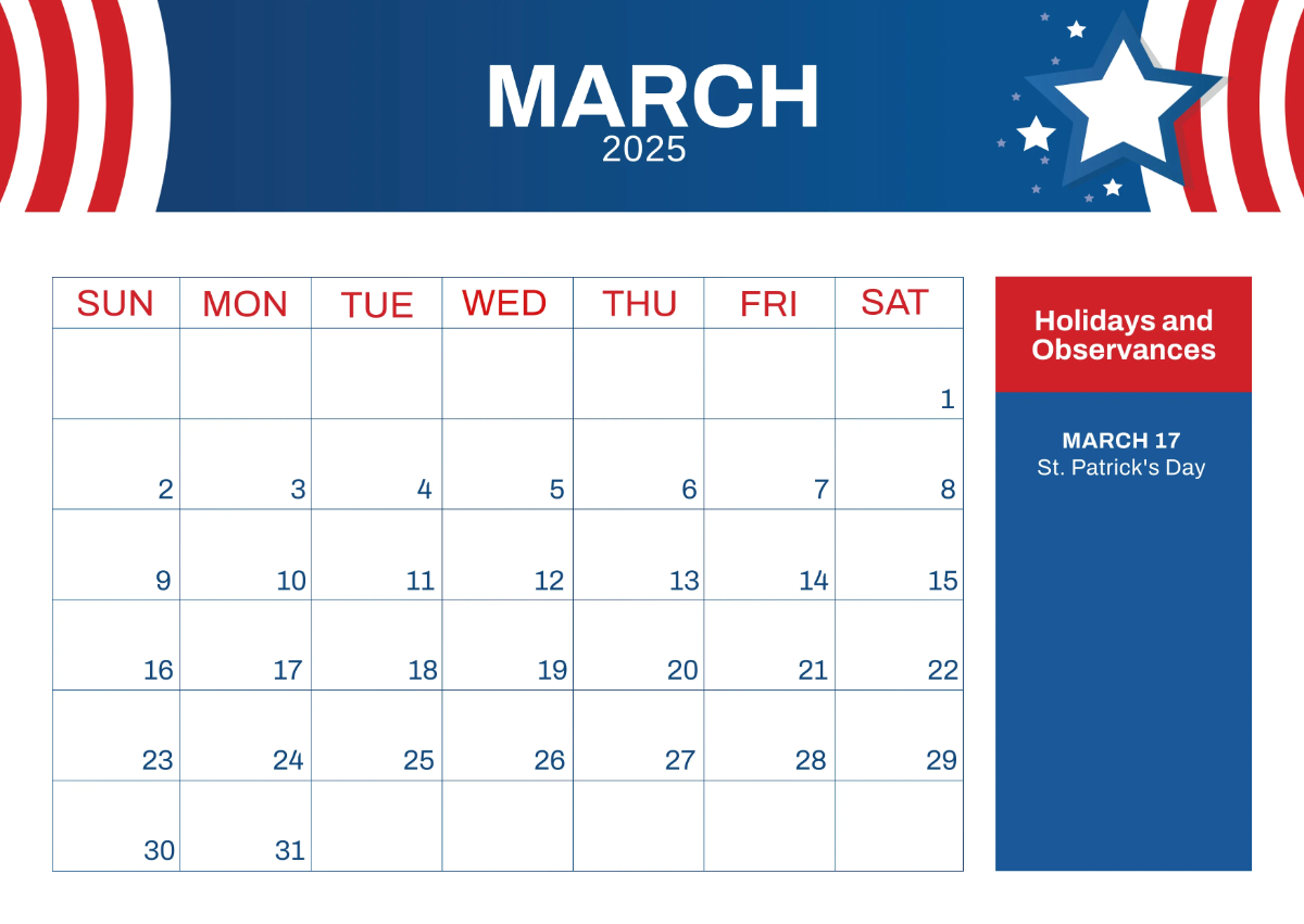Free 2025 US Calendar with Holidays Template to Edit Online