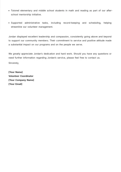Free Community Service Letter Template to Edit Online