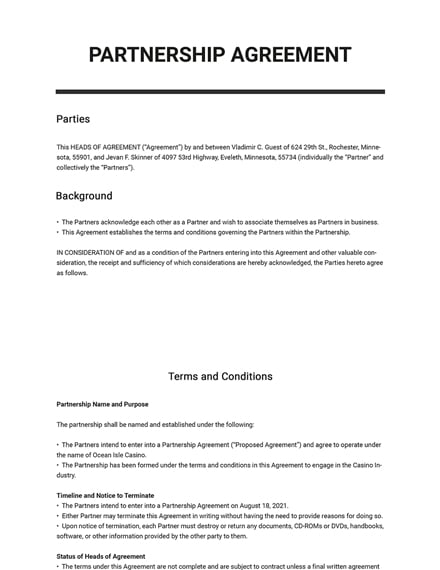 Heads Of Agreement Template Google Docs Word Apple Pages Template Net