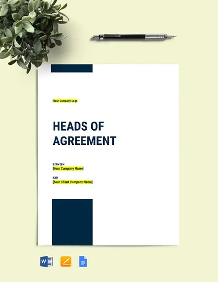 Heads of Agreement Template in Word, Google Docs, Apple Pages