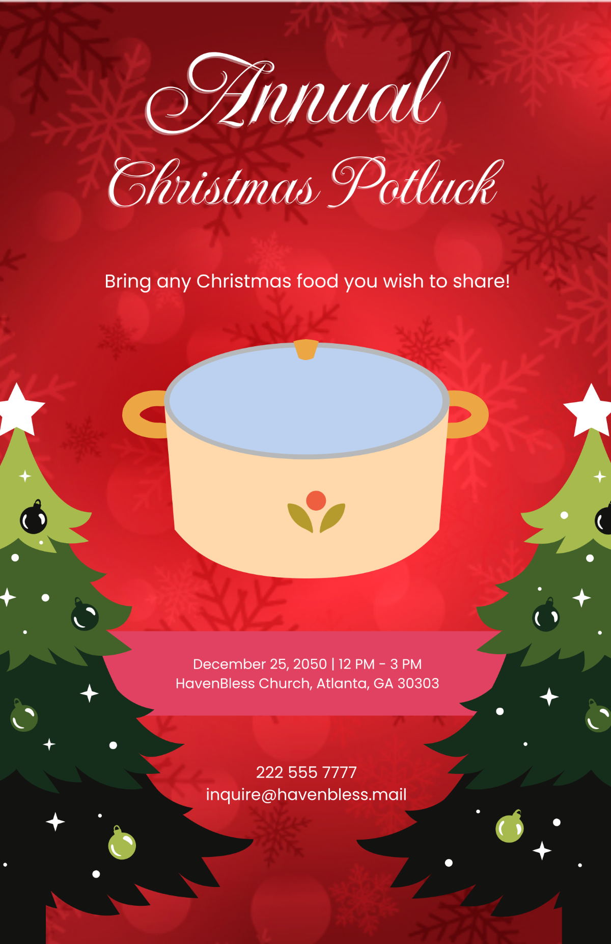 Christmas Potluck Poster Template - Edit Online & Download