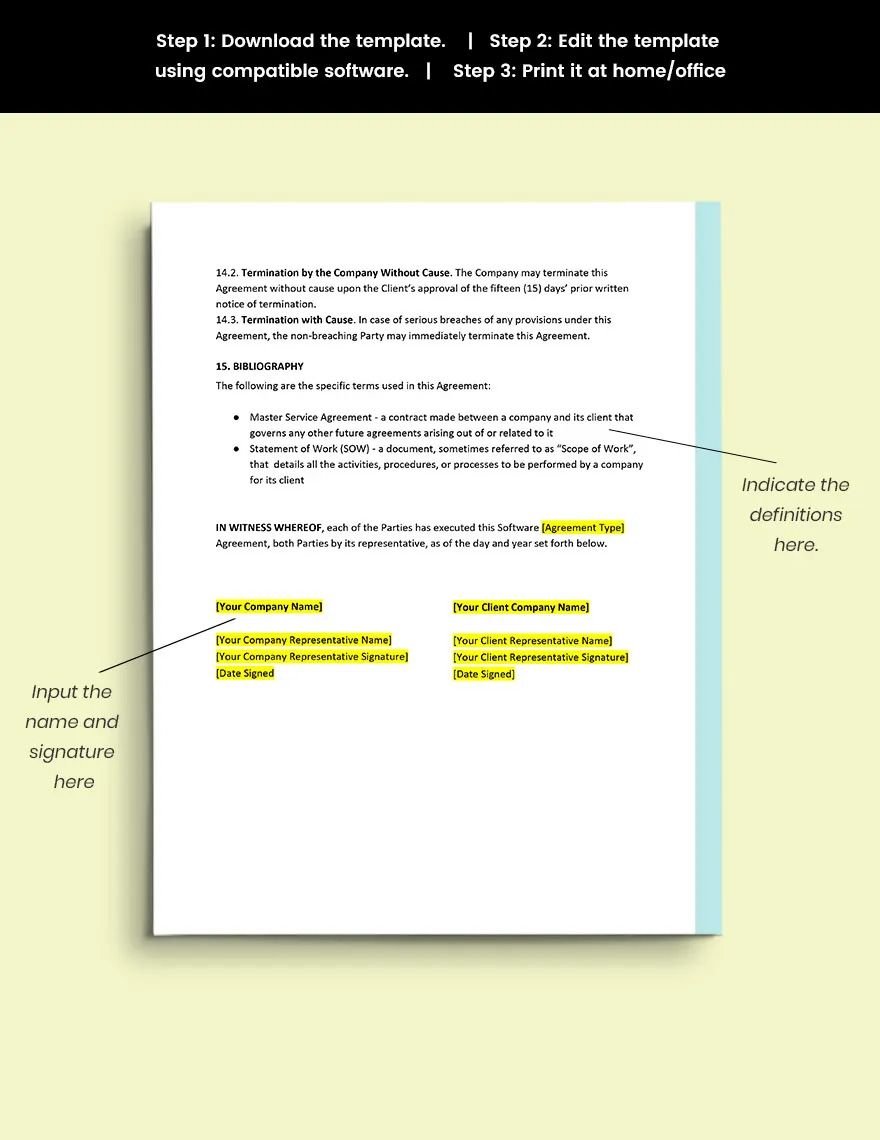 MSA (Master Service Agreement) Template Download in Word, Google Docs