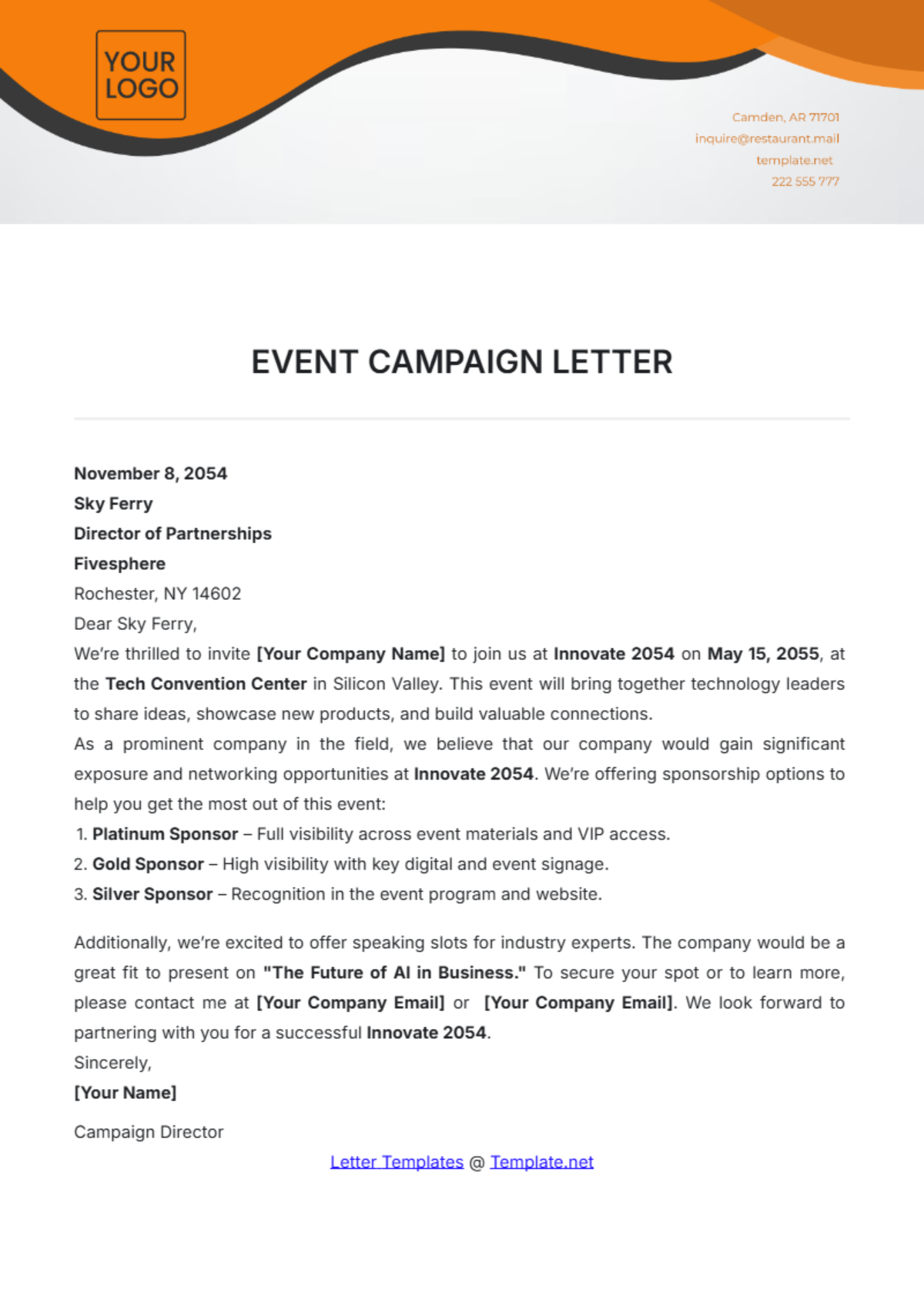 Event Campaign Letter Template - Edit Online & Download