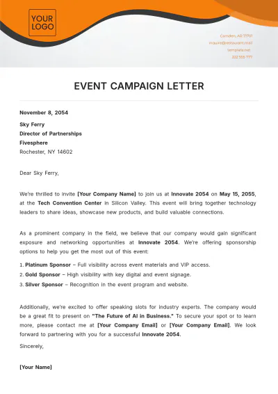 Free Event Campaign Letter Template to Edit Online