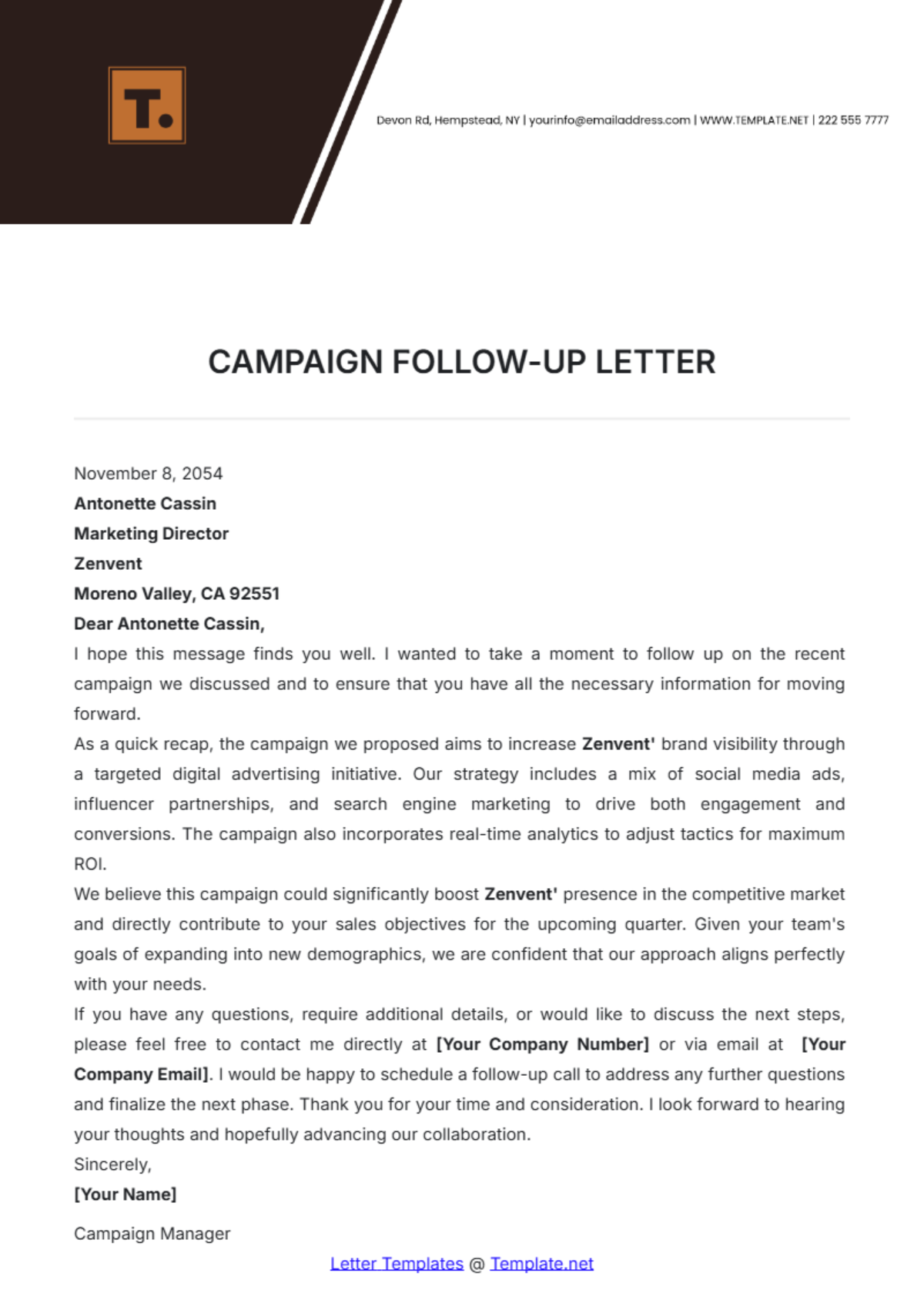 Campaign Follow Up Letter Template