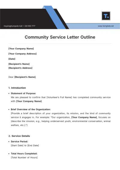 Free Community Service Letter Outline Template to Edit Online