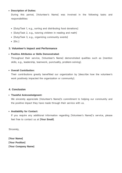 Free Community Service Letter Outline Template to Edit Online