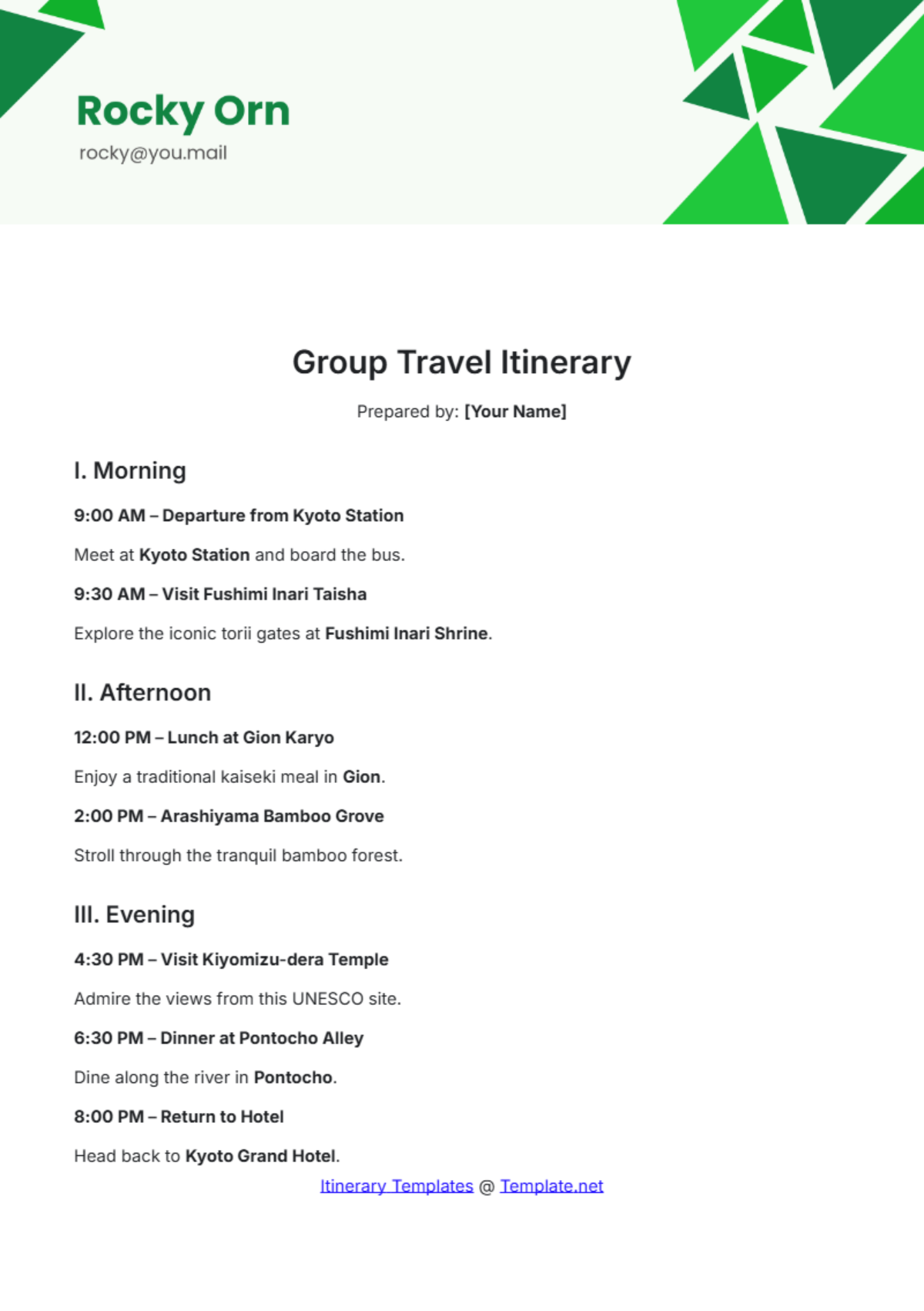 Group Travel Itinerary Template - Edit Online & Download