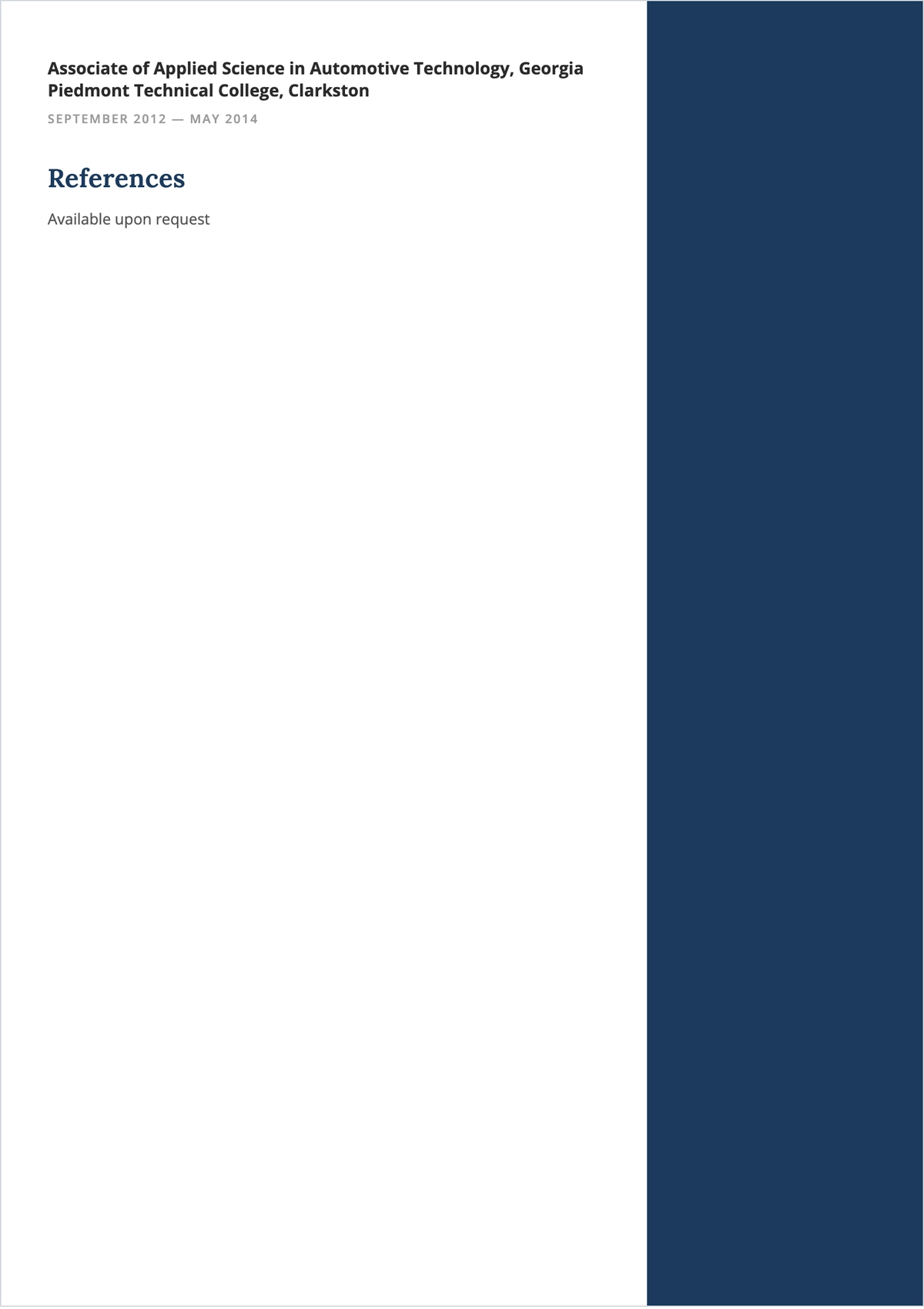 Free Automotive Service Technician ATS Resume Template