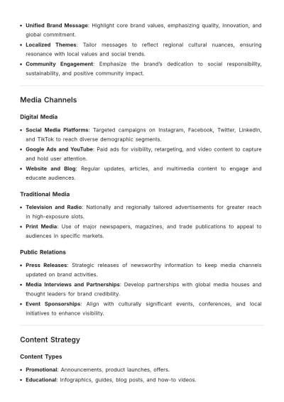 Free Global Outline Media Plan Template to Edit Online