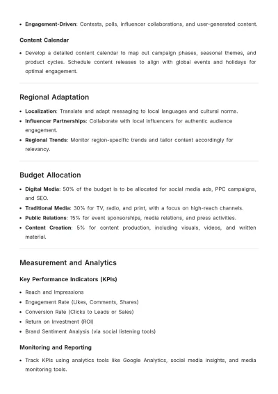 Free Global Outline Media Plan Template to Edit Online