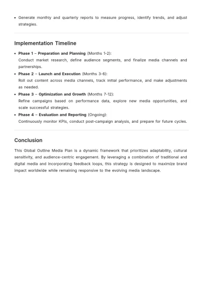 Free Global Outline Media Plan Template to Edit Online