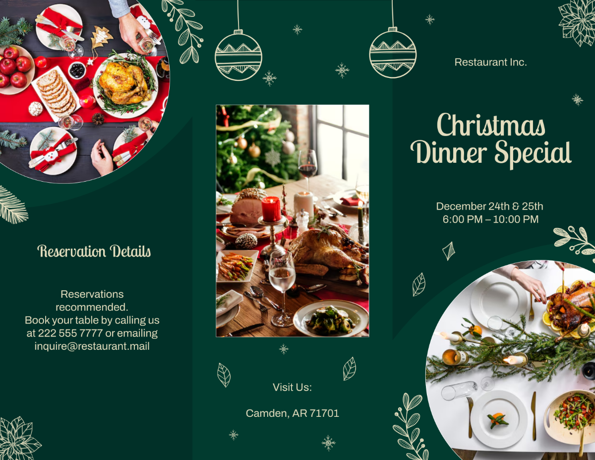 Christmas Dinner Brochure Template - Edit Online & Download