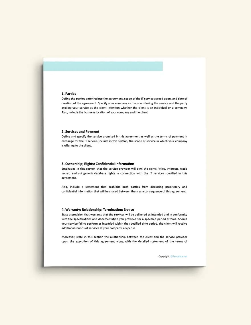 Simple IT Service Agreement Template