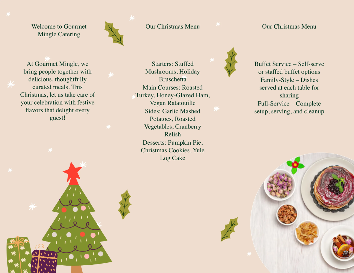 Free Christmas Catering Brochure Template to Edit Online