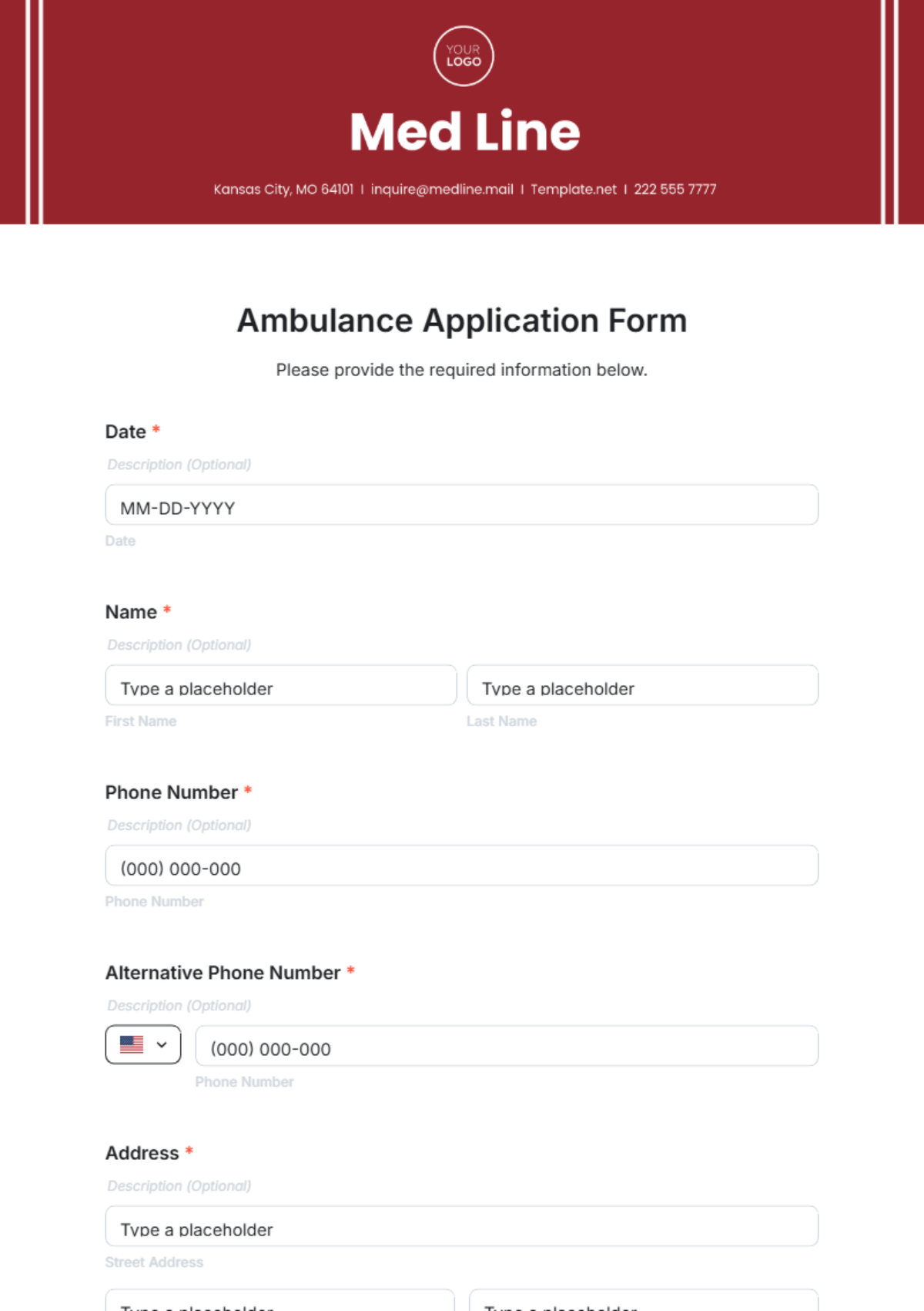 Ambulance Application Form Template - Edit Online & Download