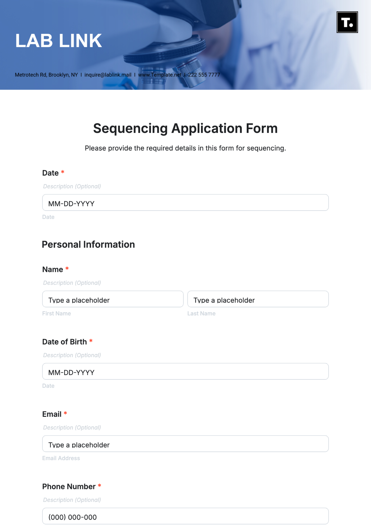 Sequencing Application Form Template - Edit Online & Download