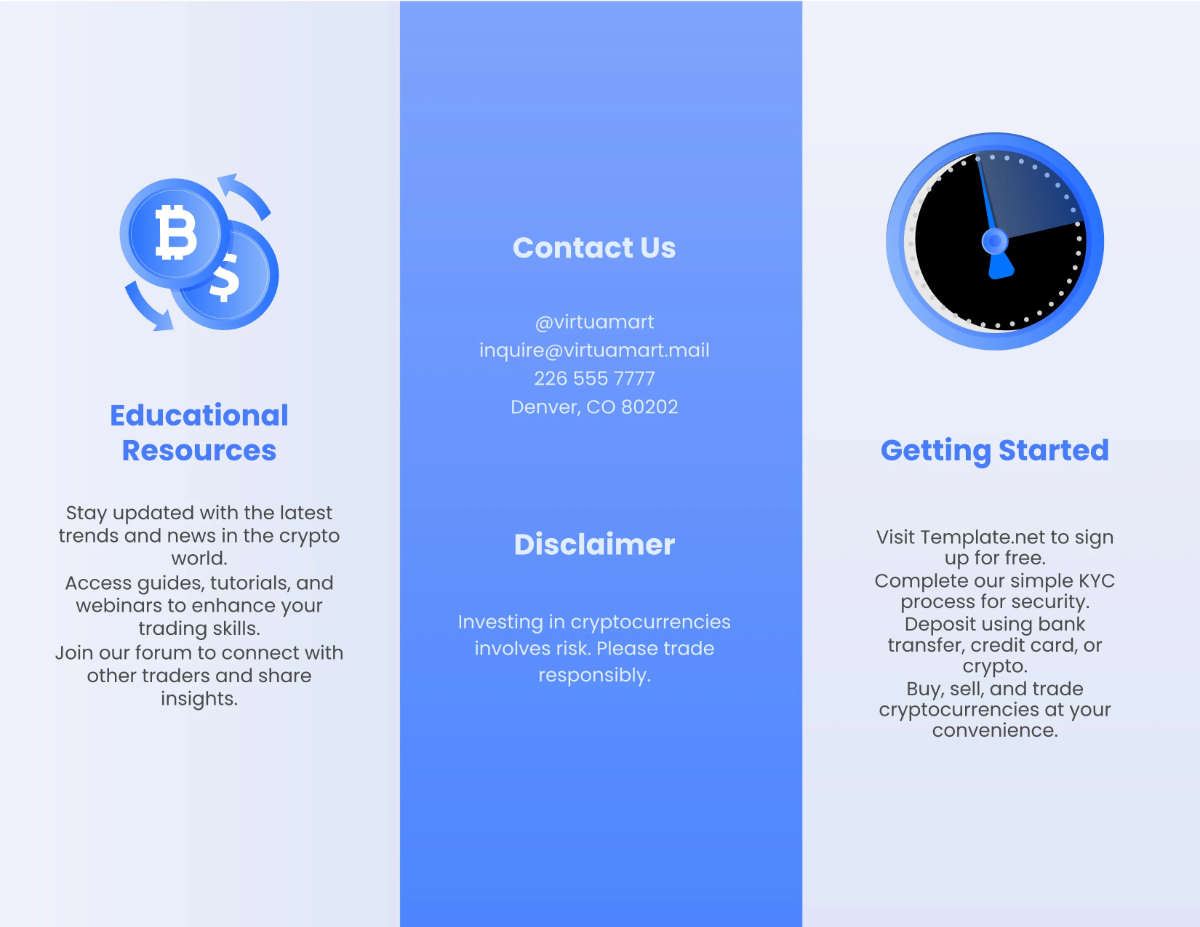 Free Cryptocurrency Exchange Brochure Template to Edit Online