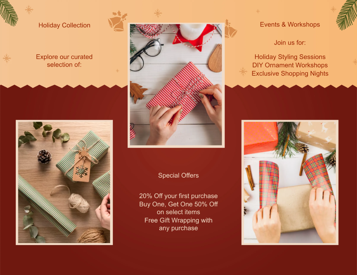 Free Christmas Boutique Brochure Template to Edit Online