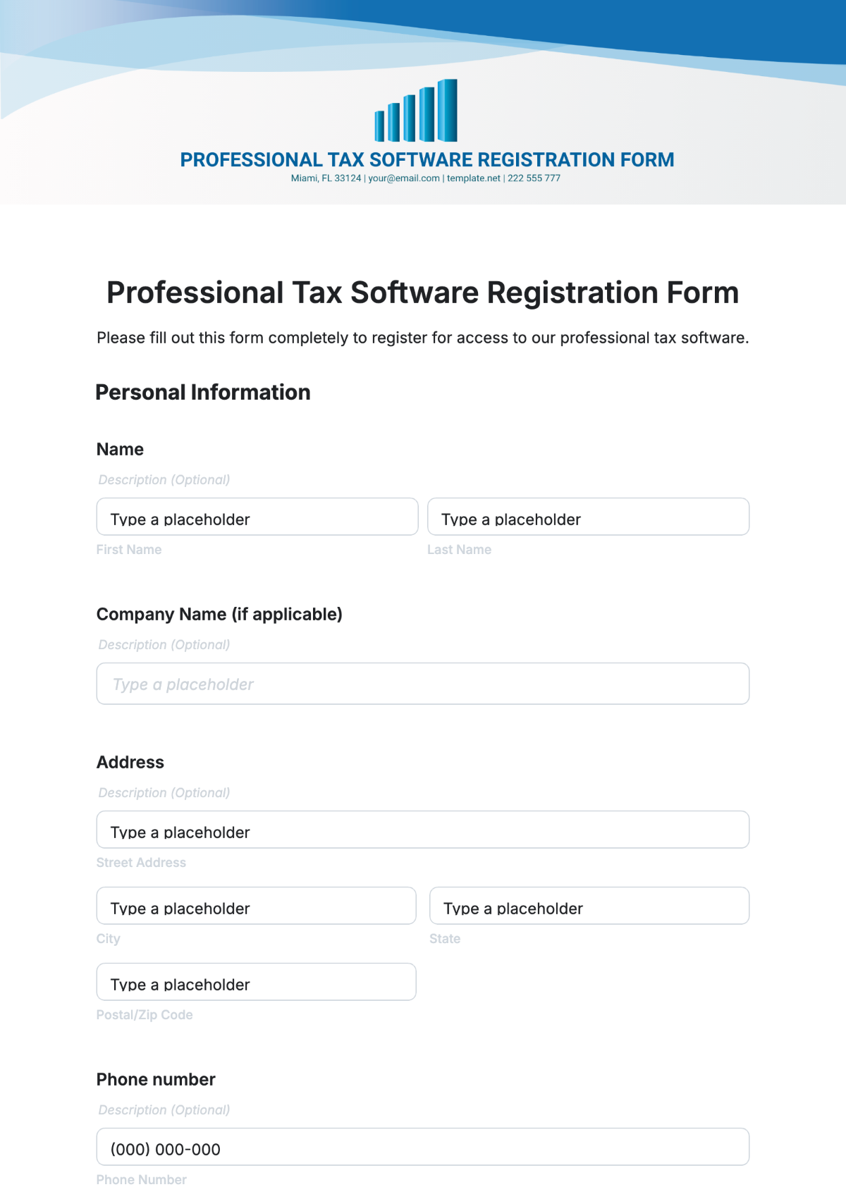 Professional Tax Software Registration Form Template - Edit Online & Download