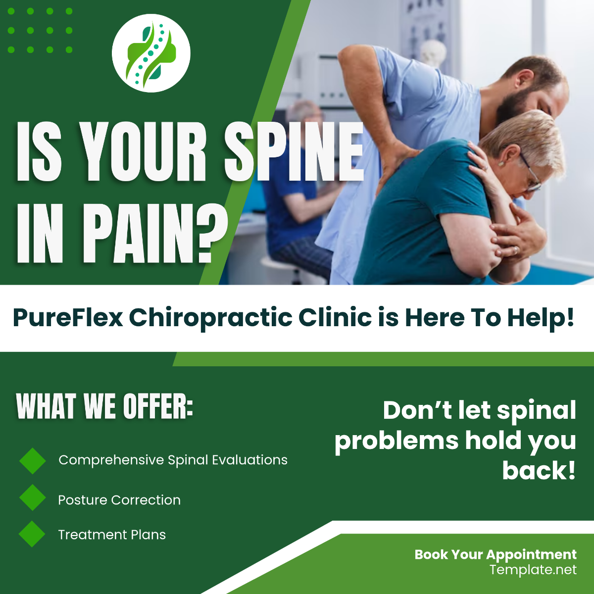 Chiropractic Clinic Instagram Post Template - Edit Online & Download