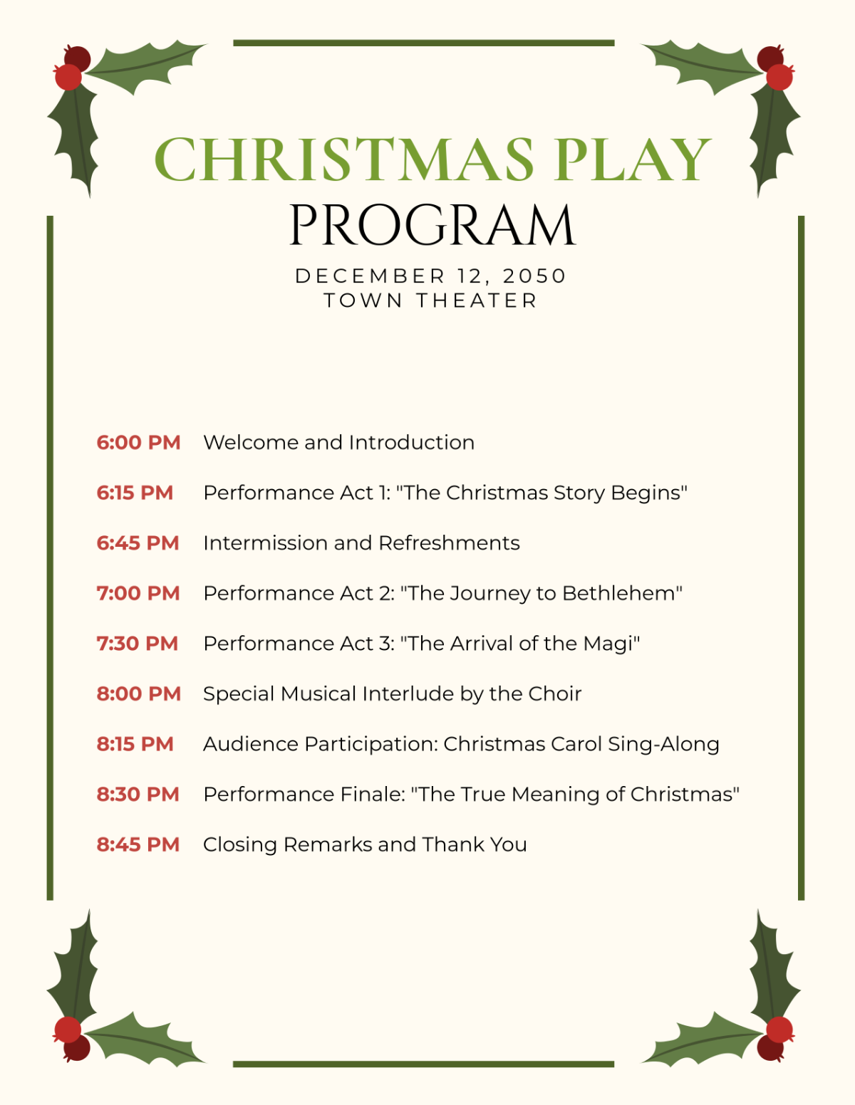 Free Christmas Program Template - Edit Online & Download | Template.net