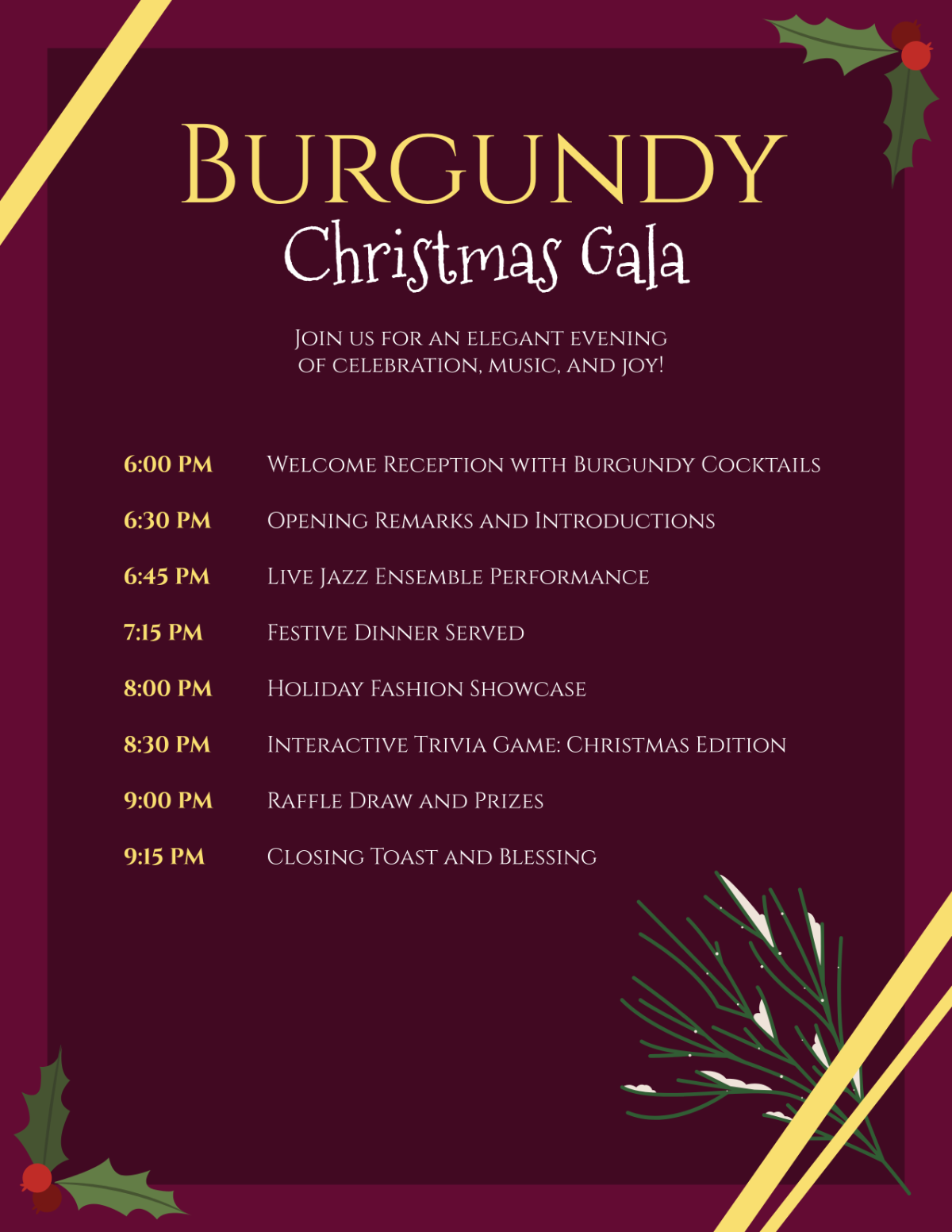 Burgundy Christmas Program Template