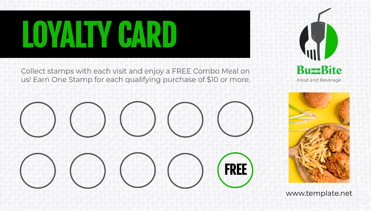 Food and Beverage Customer Loyalty Card