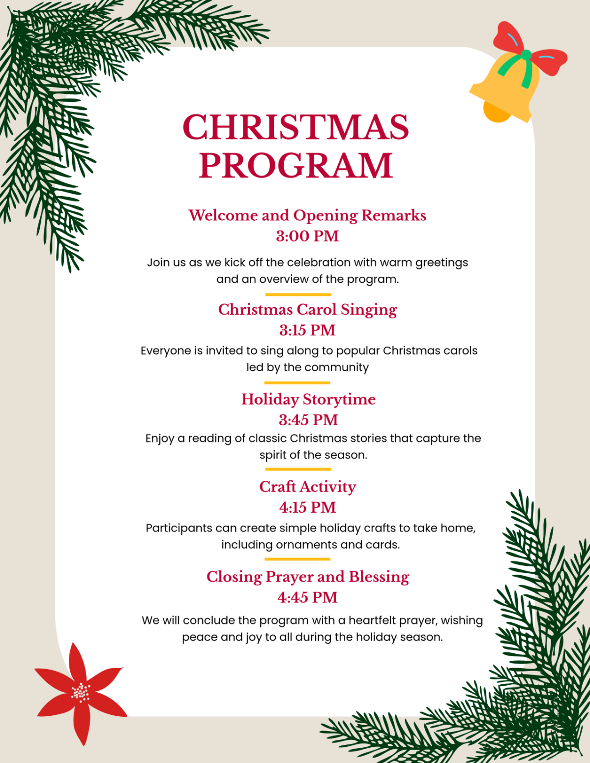 Free Creative Christmas Concert Program Template - Edit Online ...